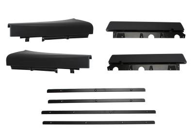 PARTITION PAD KIT, BEHIND FRONT SEATS, 4 PIECE BLACK GRAIN WITH HARDWARE, BUS 1968-1970 - Image 1