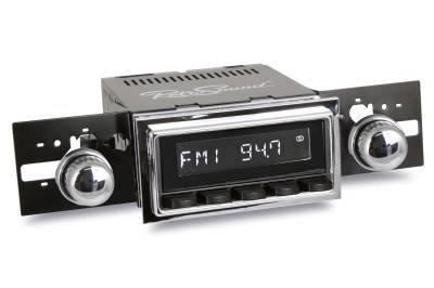 INTERIOR - Dash Parts & Accessories - RADIO WITH BLUETOOTH, USB, AUX - BLACK BUTTONS & SILVER KNOBS, BUS 1956-67, GHIA 1956-74