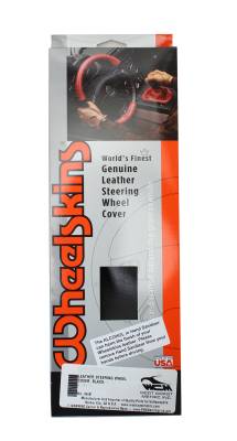 LEATHER STEERING WHEEL COVER, BLACK, BUS 1950-79