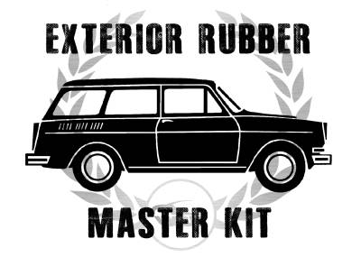 *MASTER KIT* EXTERIOR RUBBER, TYPE 3 SQUAREBACK 1968-69 (With Cal Look Style window seals and popout quarter side windows, see description for complete contents)