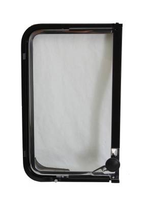 Exterior - Window Rubber - COMPLETE VENT WING ASSEMBLY, RIGHT SIDE QUARTER WINDOW WITH FRAME, GLASS & LATCH, BUS 1968-79 (Seal Part # 221-673A-L Sold Separately)