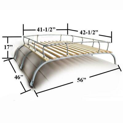 ROOF RACK, REAR, COLLAPSIBLE SILVER FRAME 46" LONG, BLOND WOOD SLATS, BUS 1950-79 - Image 2