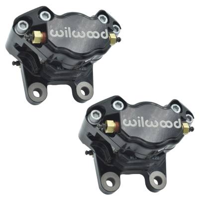 FRONT DISC BRAKE KIT, BLACK WILWOOD 4 PISTON CALIPERS W/ DROP SPINDLES, 5x130 & 5x4.75, BALL JOINT STD BUG 1966-77, GHIA 1966-74 - Image 2