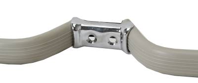 GRAB HANDLE, FULL MIDDLE BACK SEAT, BEIGE GREY WITH CHROME ENDS, BUS 1958-63 (1 Short & 1 Long Handle) - Image 2