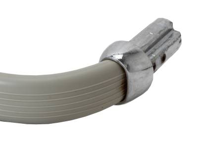 GRAB HANDLE, FULL MIDDLE BACK SEAT, BEIGE GREY WITH CHROME ENDS, BUS 1958-63 (1 Short & 1 Long Handle) - Image 3