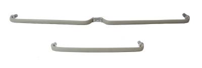GRAB HANDLE, FULL MIDDLE BACK SEAT, BEIGE GREY WITH CHROME ENDS, BUS 1958-63 (1 Short & 1 Long Handle)