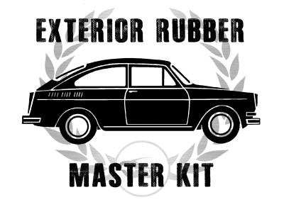 *MASTER KIT* EXTERIOR RUBBER, TYPE 3 FASTBACK 1968-69 (With American Style window seals and popout quarter side windows, see description for complete contents) - Image 1