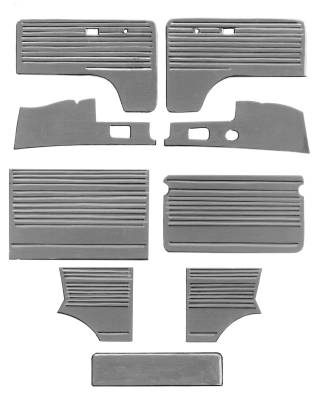 COMPLETE DOOR PANEL SET, 9 PIECES, GREY, BUS 1977-79