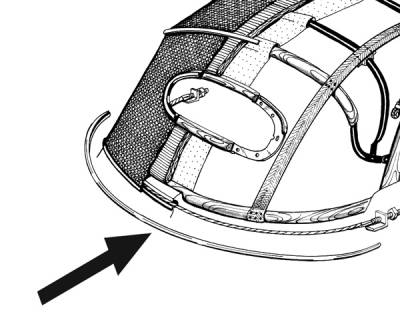 CHROME MOLDING, CONVERTIBLE TOP BASE BELOW REAR WINDOW WITH NAILS, GHIA CONV. 1958-67(VIN # 2 134 817 to 147 610 909)