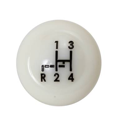 SHIFT KNOB, 7mm WHITE WITH SHIFT PATTERN, BUG & GHIA 1961-67