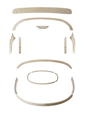 CONVERTIBLE TOP WOOD BOW KIT, BUG CONV. 1952-56 (See description for contents)