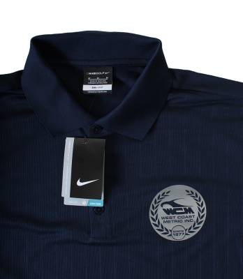 West Coast Metric - POLO SHIRT, MEDIUM NAVY BLUE NIKE DRI-FIT WITH SILVER LOGO (Limited Edition) - Image 2