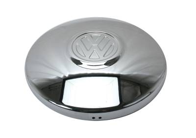 HUBCAP, CHROME, HUB CAP WITH LOGO, BUS 1971-79, VANAGON 1980-91