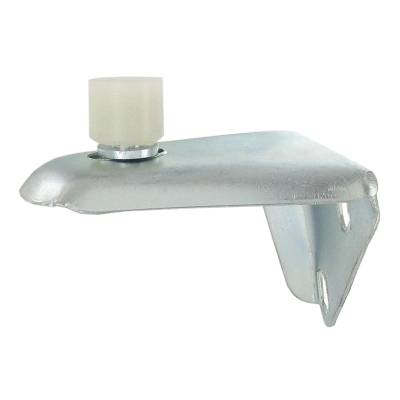 BRACKET, ROLLER GUIDE WITH ROLLER WHEEL, SIDE SLIDING DOOR, BUS 1968-79 (2 Hole Version Bracket)