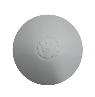 HUBCAP, PRIMERED HUB CAP WITH LOGO, BUG 50-65, GHIA 56-65, BUS 50-71, THING 73-74